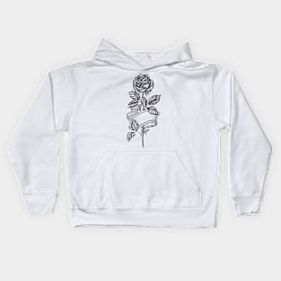 Rose Sketch with Ribbon Kids Hoodie